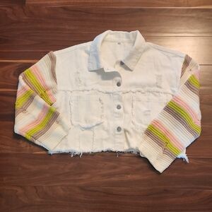 Colorful Sleeve Cropped Jacket